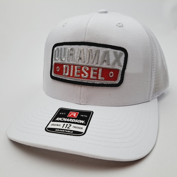 Duramax Diesel Embroidered Patch Richardson Trucker Mesh Snapback Cap Hat White - Picture 1 of 4